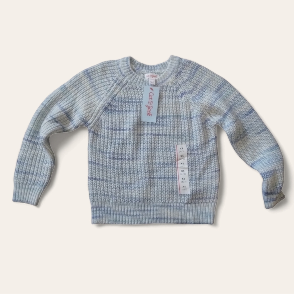 Cat & Jack girls size extra small stripe print knit sweater-NWT